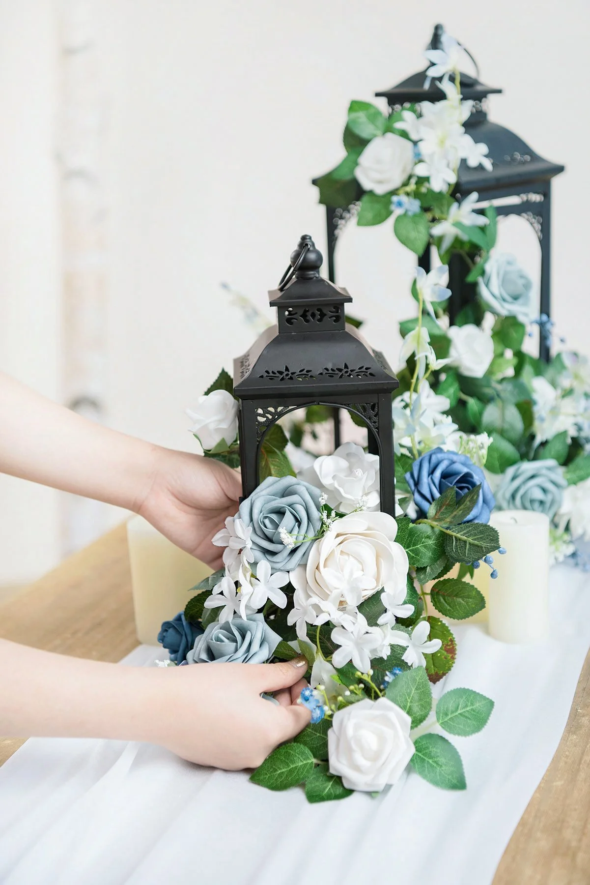 $20 - 12 Floral Arrangements Great For Lanterns - Dusty Blue